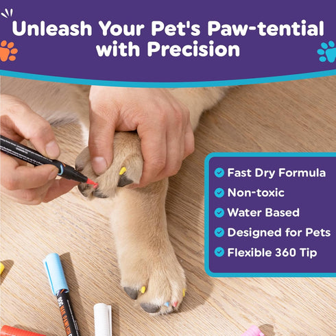 Dog Nail Polish Pens Quick Dry 15 Colors - Easy Application, Dog Safe Nail Polish for Dogs and Cats