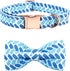 Adjustable Blue Print Dog Bow Collar, Durable Bowtie for Small Medium Large Dogs