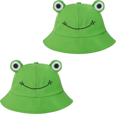 SAOROPEB Frog Hat for Adults and Teens, Cute Cotton Bucket Hat, Funny Fisherman Hat for Men Women