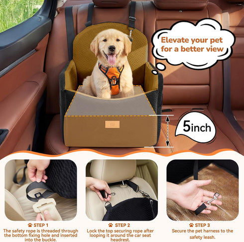 LUXYBEE 40lbs 3 Dog Car Seat for Medium/Small Dogs, Dog Booster Car Seat, Pet Booster Seats Up to with Waterproof