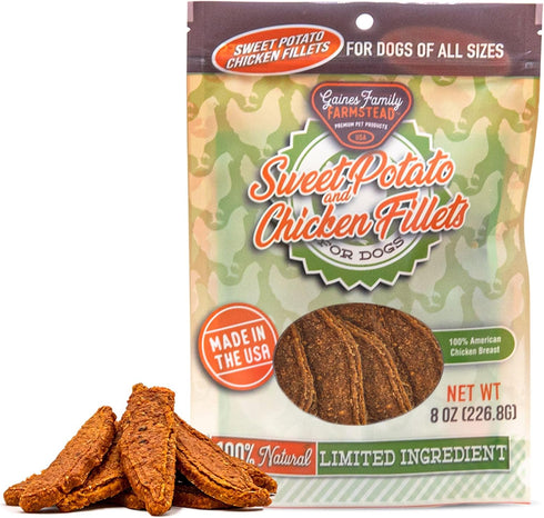 Gaines Family Farmstead Sweet Potato & Chicken Fillets for Dogs, 8 oz - All-Natural, Grain-Free Treats