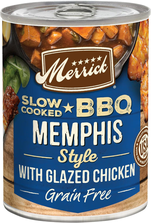 Merrick Slow-Cooked BBQ Premium Real Meat Grain Free Canned Adult Dog Food,