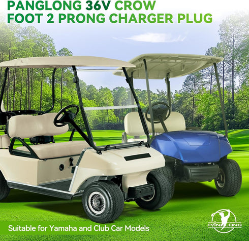 Panglong Golf Carts Crow Foot 2 Prong Charger Plug for Club Car and Yamaha (36 Volt)