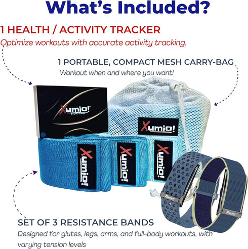 Xumio 3 Screenless - Smart Health & Activity Tracker with Premium Resistance Bands | Track Heart Rate, Sleep & Activity