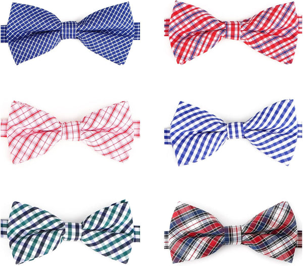 Segarty Dog Bow Tie, 6 PCS Holiday Collar Bulk for Pet Festival Party, Cute Plaid Patterned Neck Wear