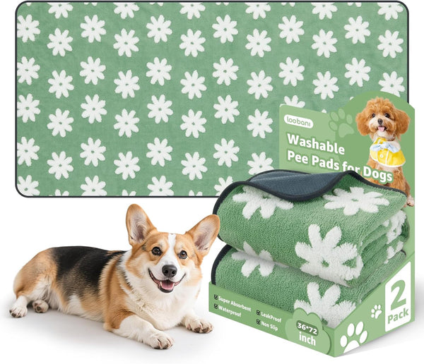 LOOBANI Washable Puppy Pads: Waterproof Reusable Pee Pads for Dogs, Non-Slip and