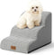 Dog Stairs for Couch or Low Bed, 3 Tiers Foam Pet Steps for Small Dogs, Non-Slip, White-Black, 15.7x22.4x15.7in
