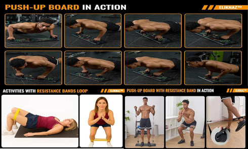 25-in-1, Set 18 Portable Push Up Board Gym Kit Foldable Push Up Station & Exercise Board Workout with Accessories