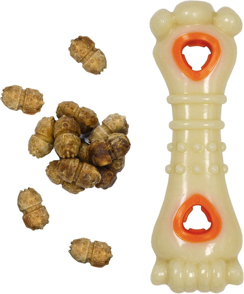 Nylabone Power Chew Souper Bone Pop-in Treat Toy with Refills, Durable Treat Dispensing Toy for Medium/Wolf Dogs (2