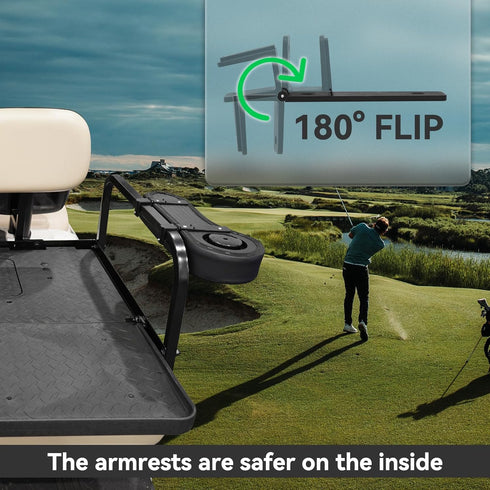 Golf Cart Rear Seat Kit Armrest with Cup Holder