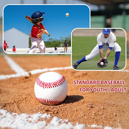 Unmarked Adult Baseballs - Blank Standard Practice Size 9 Inch - Youth Tball Balls for High School League Training (2