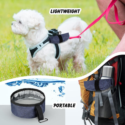 2 Pack Portable Dog Bowls: Foldable Travel Water and Food Bowls for Small and Large Dogs (Dark Blue, 40 oz)