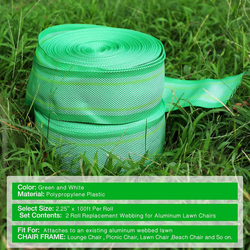 2 2 1/4 Inch 100 HESTYA Rolls x Feet Lawn Chair Webbing Folding Polypropylene Webbing for Outdoor Furniture Seat Repair