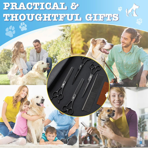 7 Inch 6 1 Set Dream Reach Dog Grooming Scissors - Professional in Pet Grooming Kit Sharp and Durable Shears Thinning