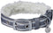Blueberry Pet Soft & Comfy Multi-colored Stripe Fleece Padded Adjustable Dog Collar, Grey, Neck 9-12.5"
