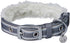 Blueberry Pet Soft & Comfy Multi-colored Stripe Fleece Padded Adjustable Dog Collar, Grey, Neck 9-12.5"