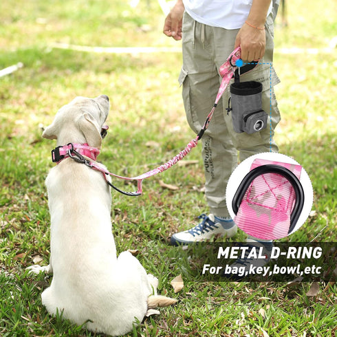 Hotsky Tactical Dog Leash Heavy Duty for Medium Large Dogs, 4-6FT Bungee Shock Absorbing with Padded Double Handle,