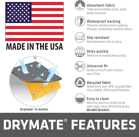 Drymate Premium Dog Crate Mat Liner, Absorbent, Waterproof, Non-Slip, Washable Puppy Pee Pad, Cut to Fit Design