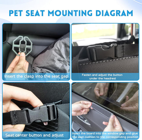 Hammock Dog Car Seat Cover for Front Seat with Dashboard Door Protector Detachable Washable Pet Seat Travel Cushion