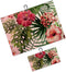 Tropical Floral Golf Towel 2 Packs, Pink Red Hibiscus Flowers Microfiber Waffle Golf Towels