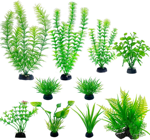 Artificial Aquarium Plants, 10PCS Realistic Plastic Fake Plants for Fish Tank Decoration