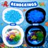 Jexine 100 Pcs Fish Tank Rocks Glow Blue, Fish Tank Stones Accessories with 10 Pack Artificial Aquatic Plants