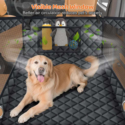 3-Sided Hammock 200 lbs URPOWER Hard Bottom Dog Car Seat for Large Medium Dogs, Dog Back Seat Extender with Hard