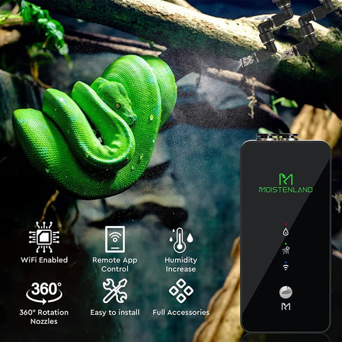 2 Nozzles Moistenland WiFi Enabled Reptile Mister for Terrariums, Reptile Misting System for Snake Ball Python Tortoise
