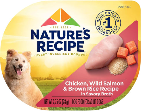 Nature's Recipe Wet Dog Food, Chicken & Wild Salmon in Broth Recipe, 2.75 Ounce Cup (12 Pack)