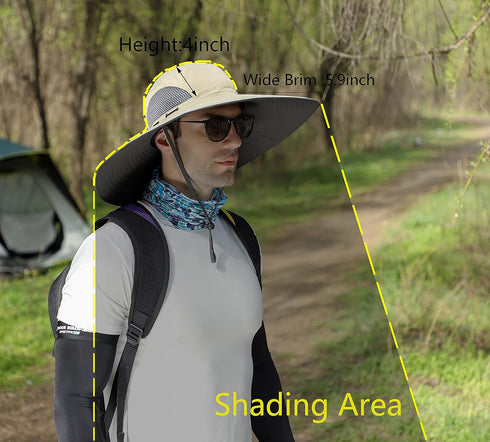 Leotruny Men Wide Brim Sun Hats, UPF50+ Waterproof Breathable Bucket Hat for Fishing, Hiking