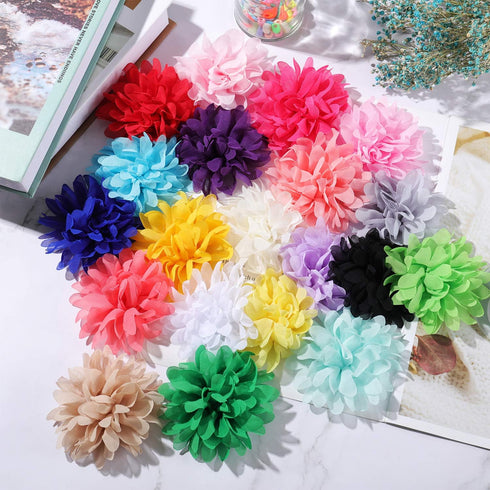 WILLBOND 20 Pcs 12 Cm/4.7 Inch Pet Flower Collar Bow, Multi Color Soft Chiffon Bow Tie Charms for Dog Grooming