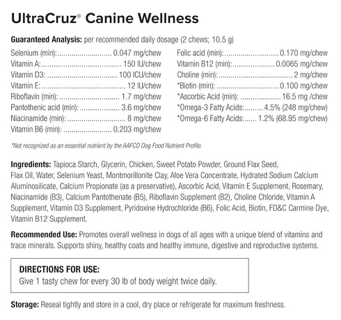 UltraCruz Canine Wellness Supplement for Dogs, 60 Tasty Chews