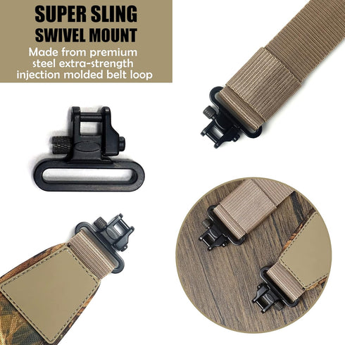 HUNTPAL 2 Point Shotgun Sling, Rifle Sling with Swivels, Comfortable Neoprene Padded Shoulder Strap
