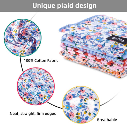 Dog Bandanas Spring, 4PCS Puppy Bandana, Orange Pink Blue Floral Printing Dog Bib Handkerchief Scarf