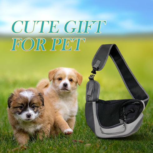 Dog Sling Carrier, Hand-Free Pet Puppy Sling Bag for Small Dogs and Cats, Outdoor Travel Satchel, Medium, Grey