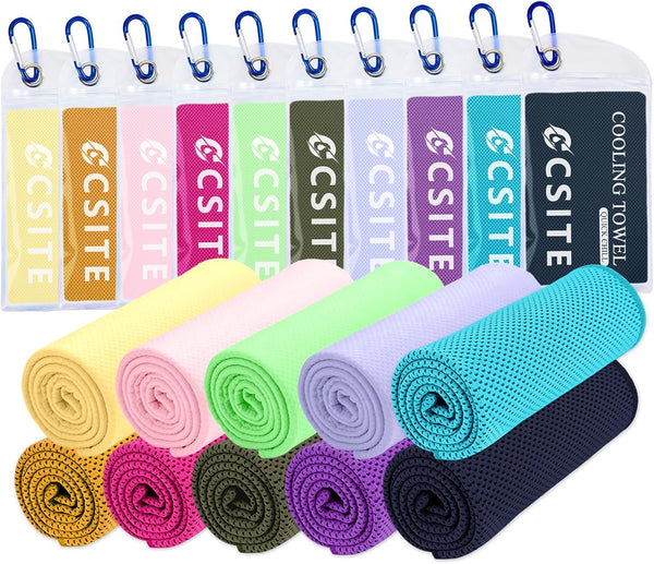 CSITE 10 Pack (47"x12") Cooling Towels for Neck and Face Bulk, Ice