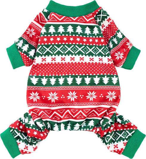 Fitwarm Dog Christmas Outfit, Red Green Pajamas for Small Dogs, Ugly Sweater for Boy Girl, Cat PJS