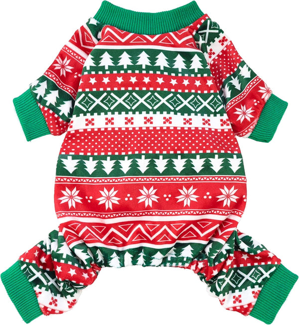 Fitwarm Dog Christmas Outfit, Red Green Pajamas for Small Dogs, Ugly Sweater for Boy Girl, Cat PJS