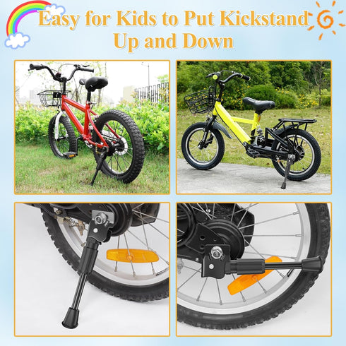 SEISSO Premium Steel Bicycle Kickstand for 20 Inch Kids Bike, Rear Side Support for 20" Wheel