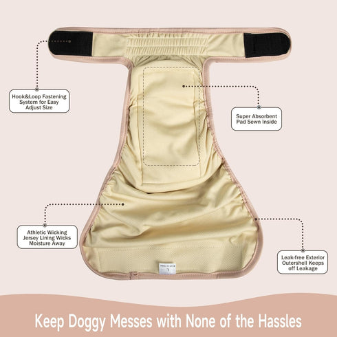 Langsprit Female Dog Diapers No Tail Hole,Reusable Puppy French Bulldog Diapers Female for Period Heat,Washable Doggy