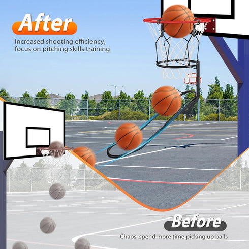 180 3 18" GADFISH Basketball Rebounder, Rotatable Basketball Return Attachment with Stable Large Hooks, Heavy Duty
