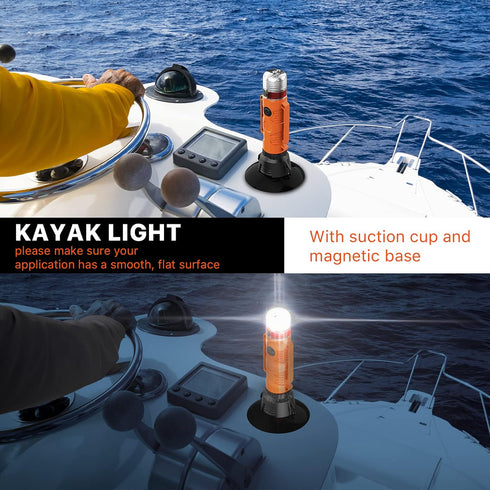 GOODSMANN Kayak Light for Night Kayaking, Marine Signal Stern Light with Suction Cup