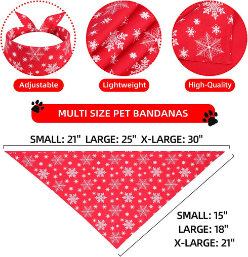 2PCS, Christmas Dog Bandanas XLarge for Dog, Triangle Reversible Holiday Bandana for Boy Girl, Bibs Accessories