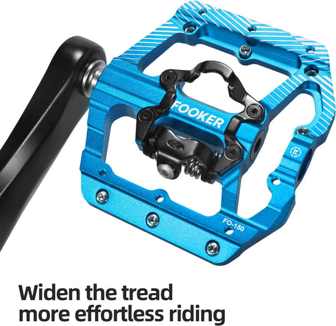 FOOKER MTB Mountain Bike Pedals, 3 Bearing Flat Platform, Compatible with Sealed Clipless Aluminum Pedals