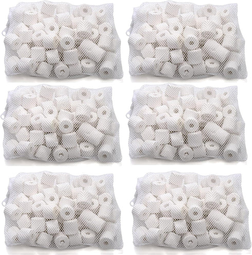 TOPZEA 6 Lb Aquarium Filter Media Ceramic Rings, Bio Filter Medias with Zipper Mesh Bags for Koi Pond, Fish Tank Filter