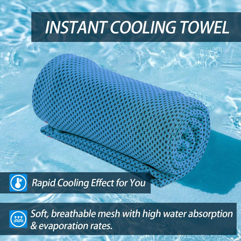 8-Pack Menjo Outdoors Cooling Towels for Neck & Face. Quick-Dry Workout Towels, Sweat-Wicking for Yoga, Gym, Running