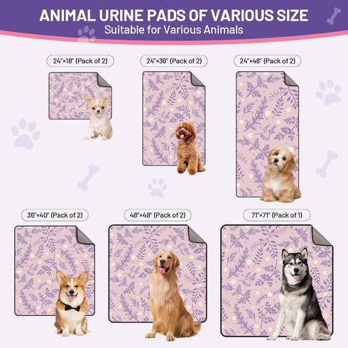 24x18 (Pack 2) Washable Dog Pee Pads - Absorbent Reusable Puppy Training Pads, Waterproof Leak - Proof & Non - Slip