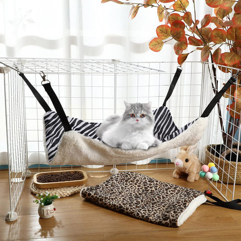 3 Pcs Reversible Pet Hammock, Soft Plush Hanging Bed for Cats, Guinea Pigs, and Other Small Animals (Dot)