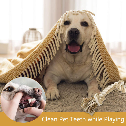 PetiFine Dog Rope Toys for Aggressive Chewers - Heavy Duty 3 Feet 5 Knots Interactive Chew Rope Toy for Teeth Cleaning