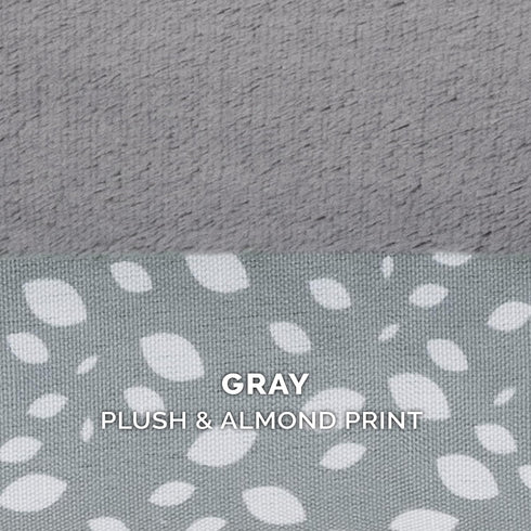 Furhaven Replacement Dog Bed Cover, Plush & Almond Print L Shaped Chaise, Machine Washable, Jumbo (X-Large), Gray